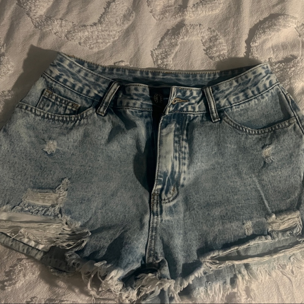 SHEIN Light Blue Distressed Jean Shorts
